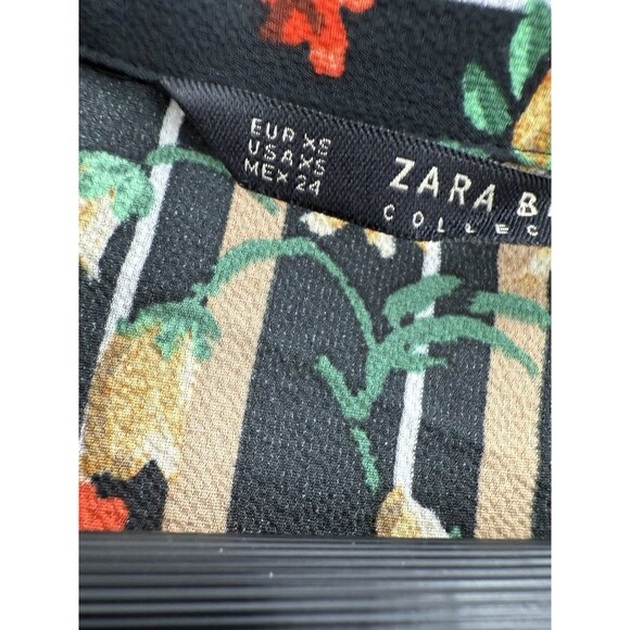 NWT Zara Basic Collection  XSMALL Multicolor Floral Striped Print Shirt Dress - Picture 6 of 13